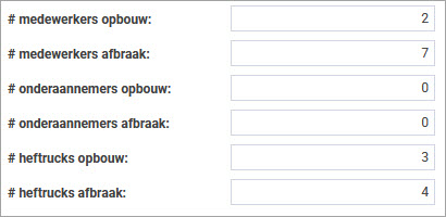 Bijkomende parameters planning