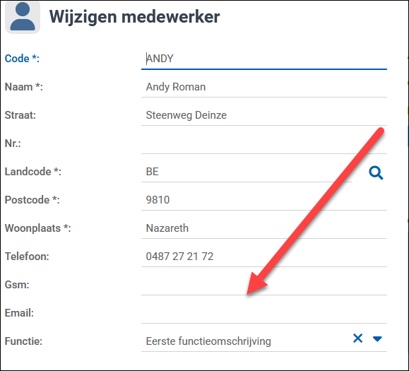 Uitbreiding fiche medewerker met een bijkomend veld voor de functieomschrijving