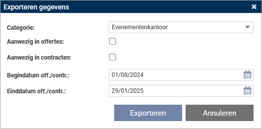 Uitbreiding export functionaliteiten